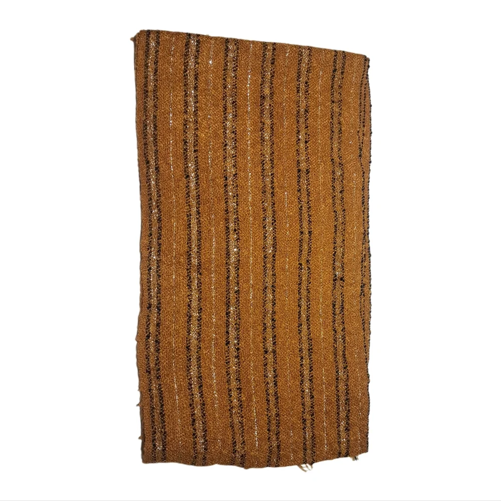 Dark Orange & Black Scarf w/ Silver Stripes